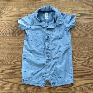 Blue Short Sleeve Baby Romper